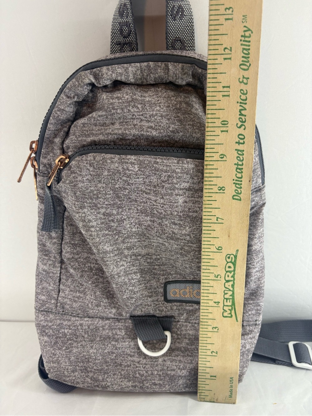 adidas Heather Gray Sling Backpack / sling with Rose Gold Accents - Picture 6 of 9